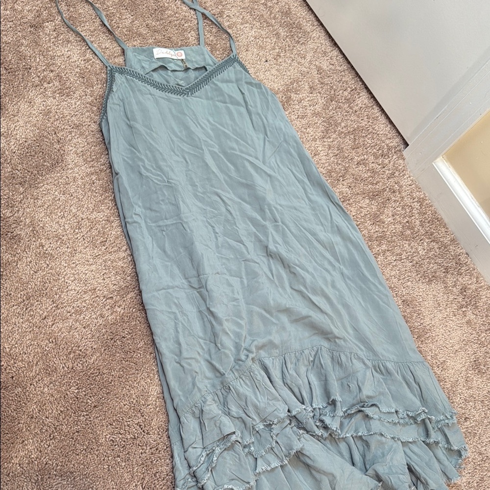 Sage Green Ruffled Tiered Maxi Dress - Picture 3 of 6